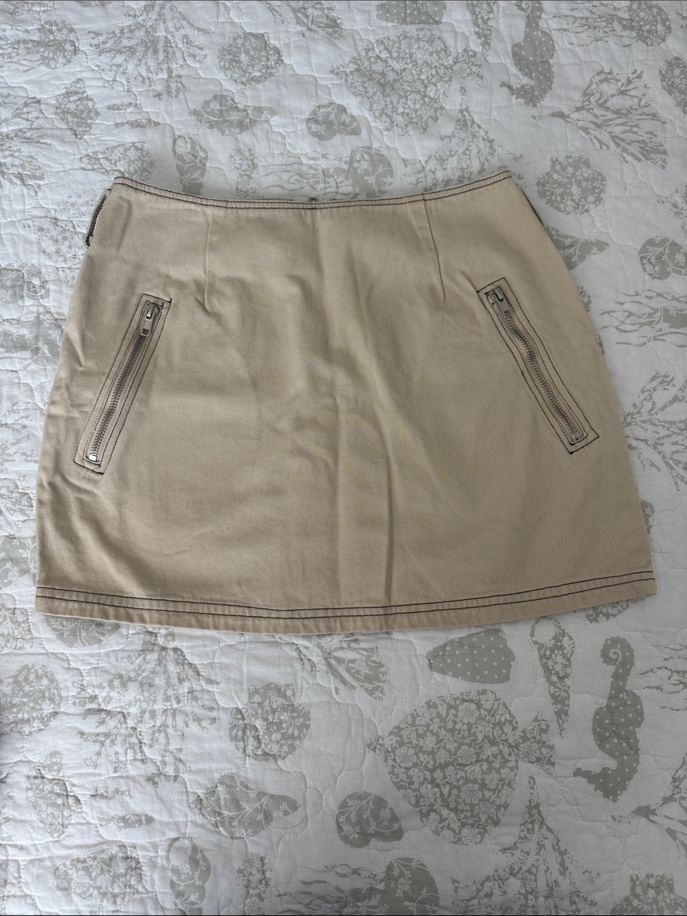 Sugarlips Beige Mini Skirt with Zip Pockets